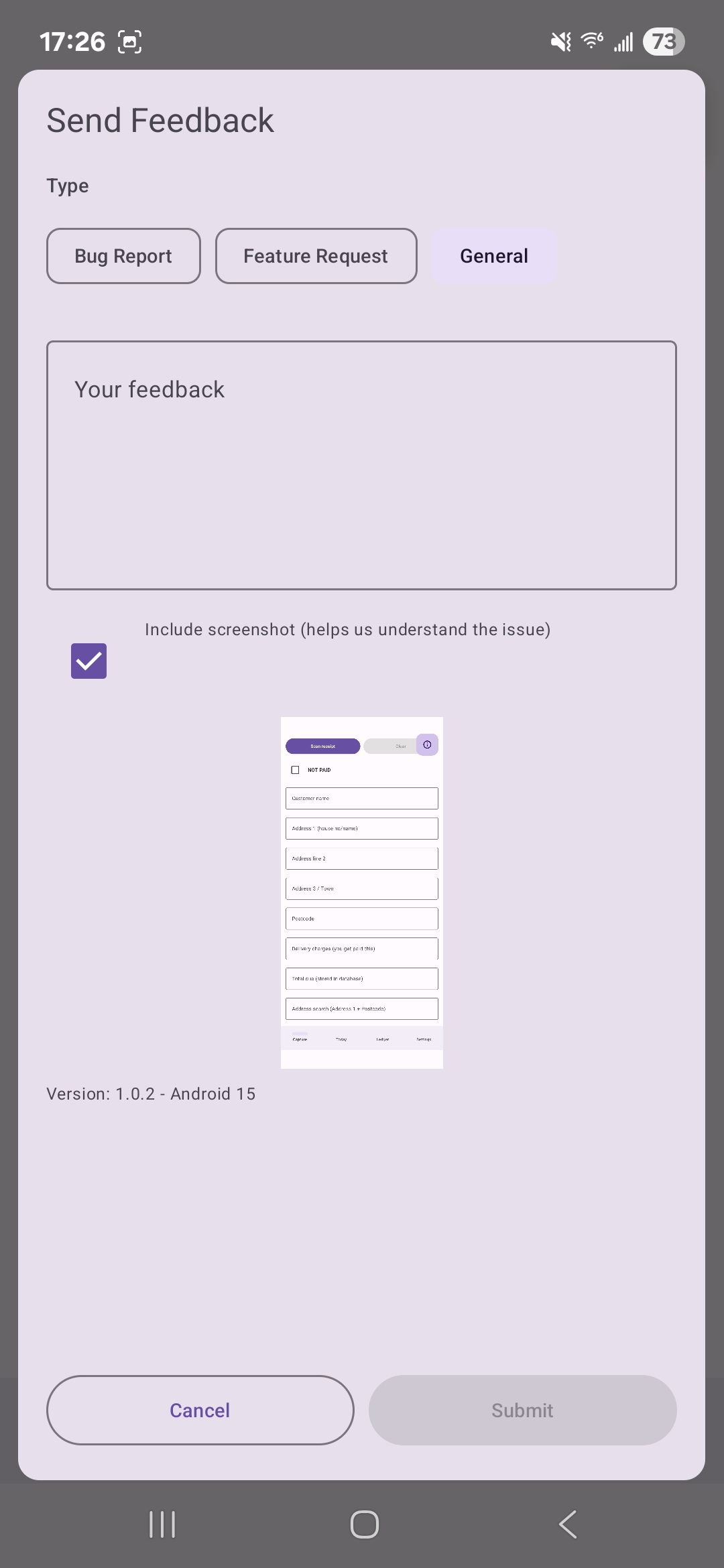 Barcode scanning interface in the ScanGo app