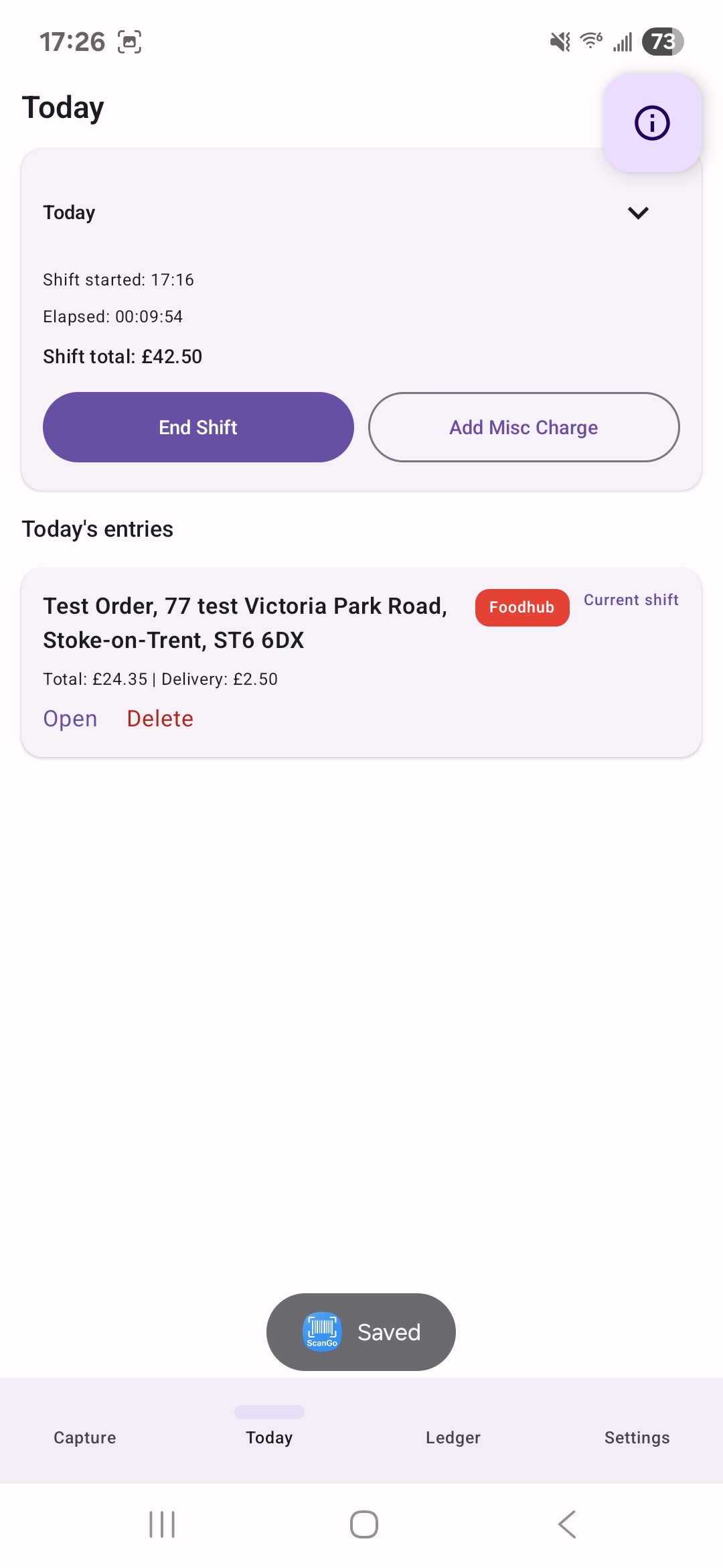 Delivery confirmation workflow within ScanGo